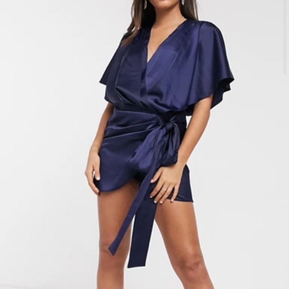 ASOS navy mini kimono wrap dress